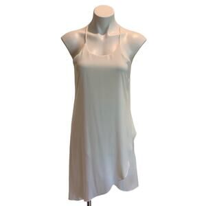 White Slip Dress Sz S Flowy Summer Racerback Minimalist Lightweight Beach Brunch